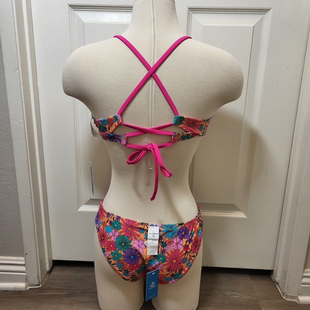 New! Cupshe Women's Two Piece Bikini Swimsuit Size L-Bra, S-Bottom Floral - Picture 2 of 8